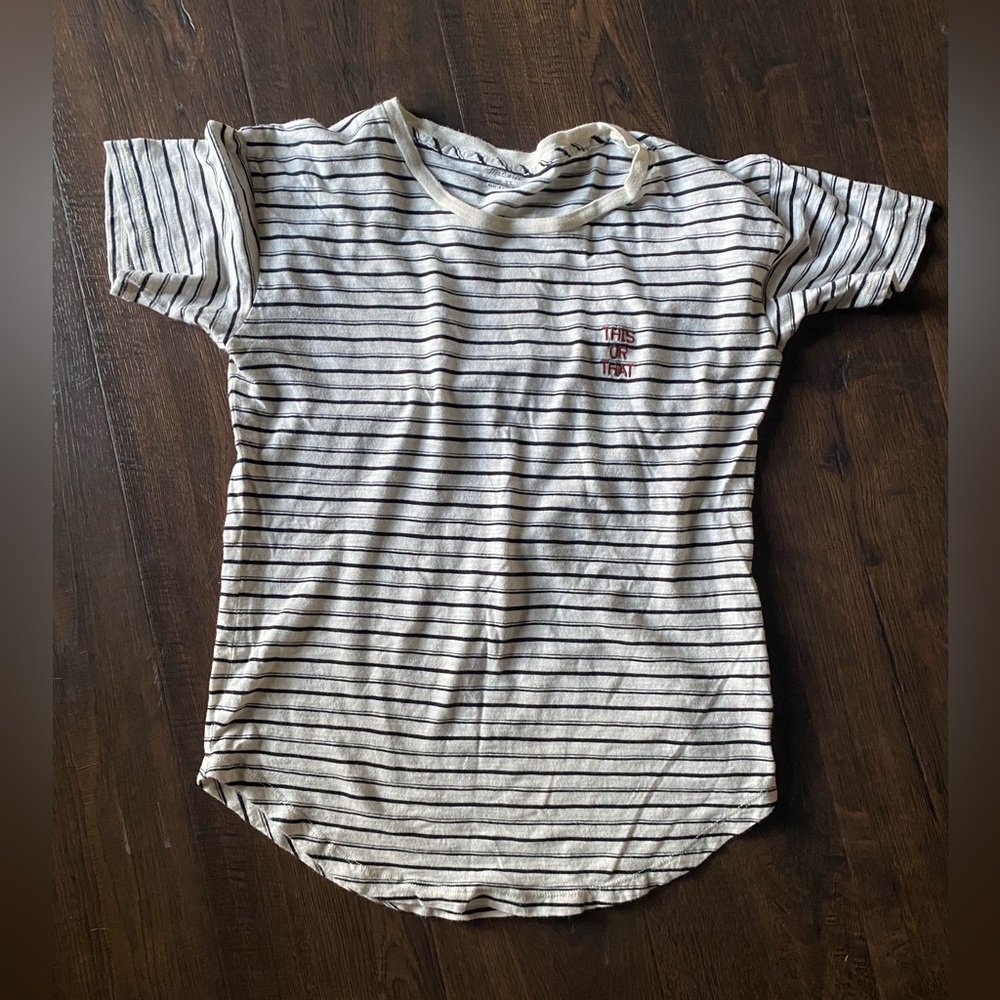 madewell women’s XS sailor striped black white cotton this or that short sleeve